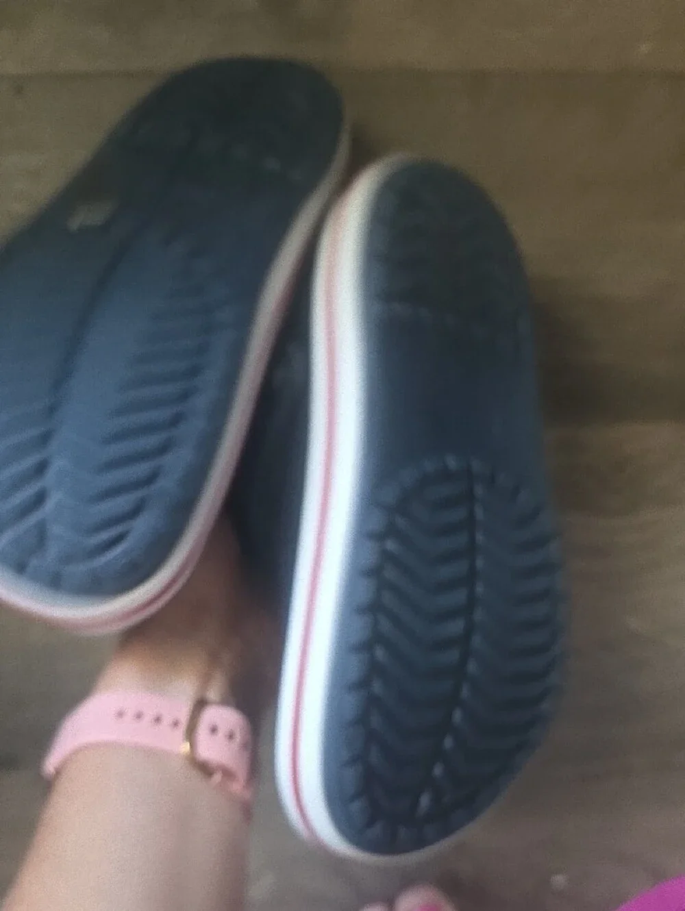 CROCS Kids Navy Clogs with Red and White Stripe